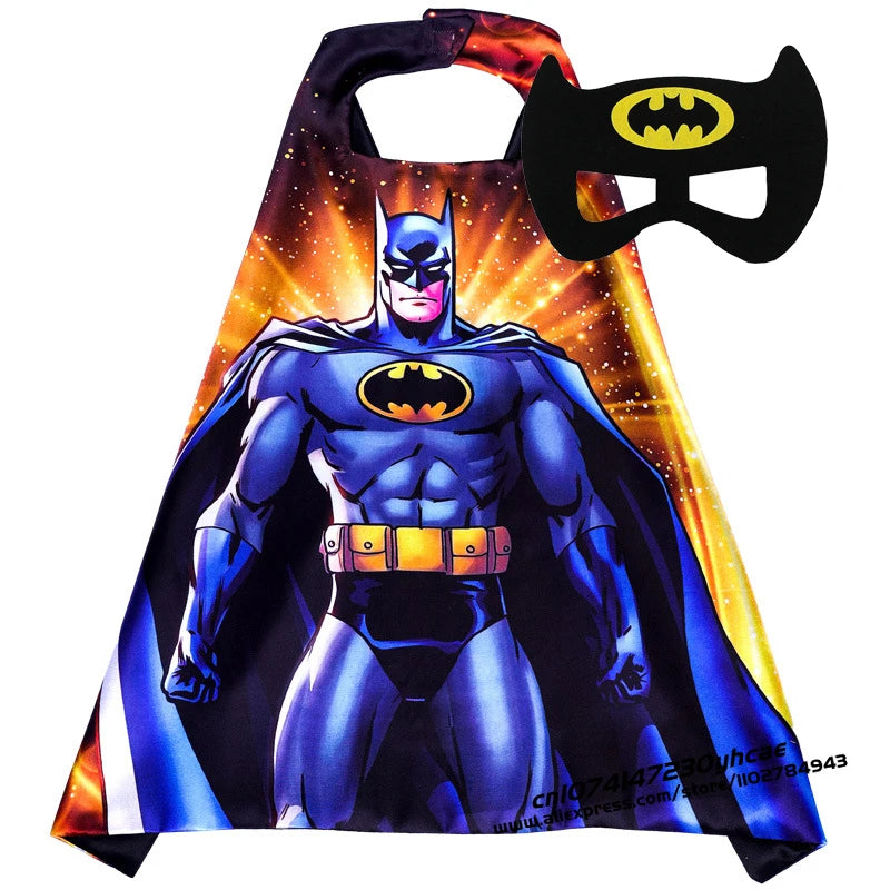 Halloween Super Hero Masquerade Mask Cape Cloak Anime Spider Man Batman Cloak Action Figure Marvel Toys Cosplay Party Gift