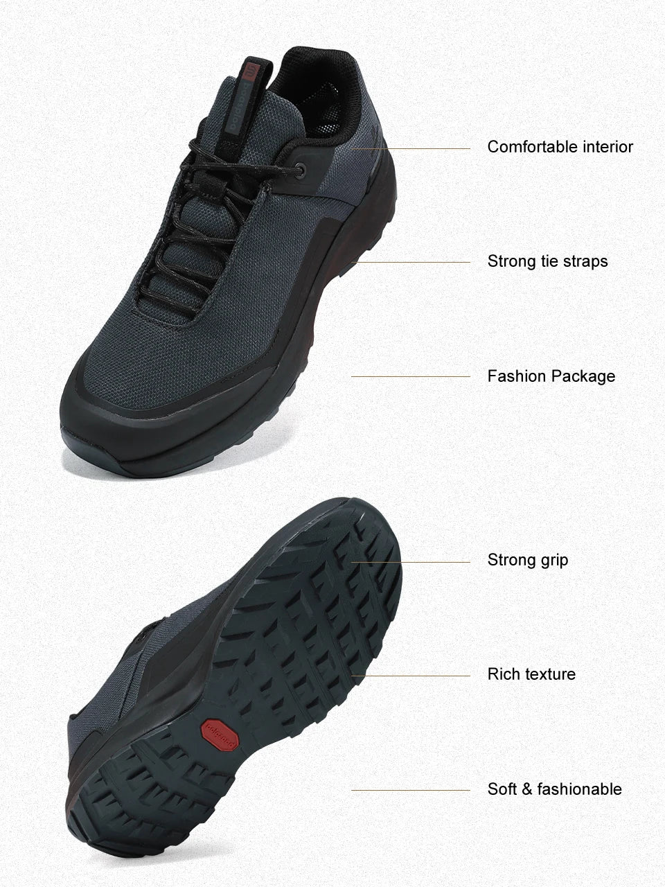 Men Hiking Shoes Litchi Leather High Quality Male Trekking Climbing Sneakers Non-slip Luxury Designer Outdoor Shoe