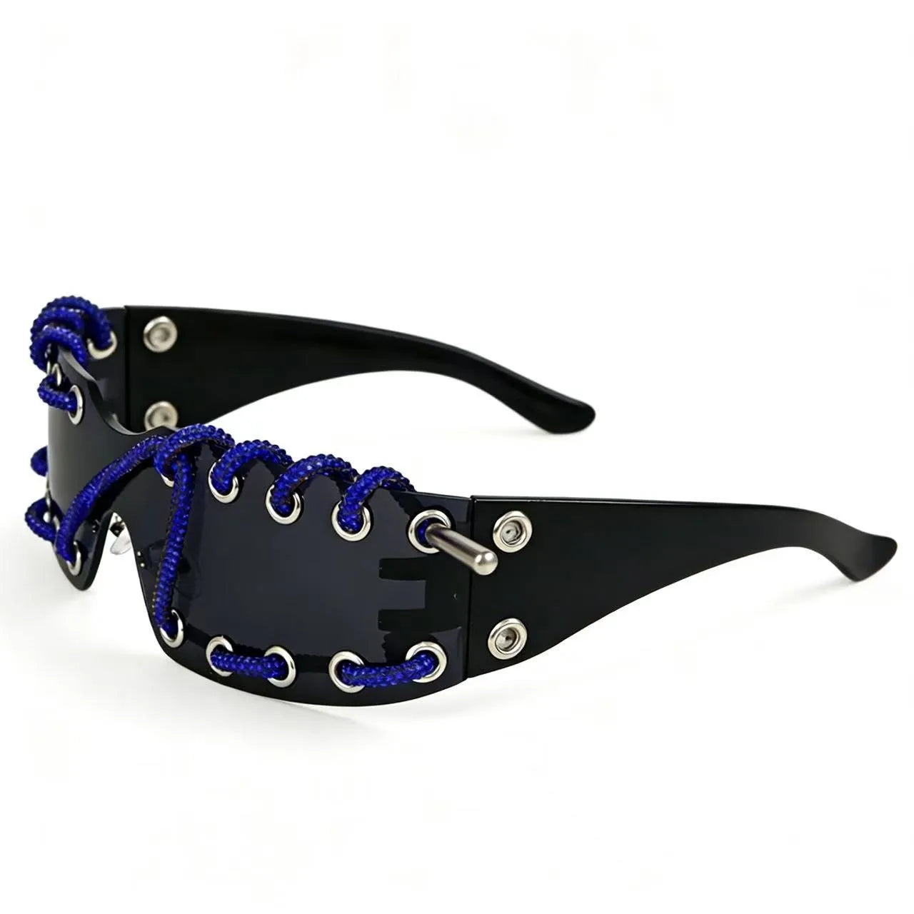 Punk Y2k sunglasses women Frameless  Sunglasses Crystal Chain One-piece Party Shades Bling Streetwear Luxury Accessories