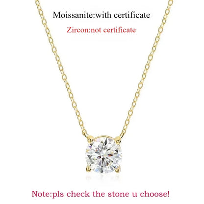 1-5CT Rose Gold Color Moissanite Necklace for Women D Color Sparkling Classic Lab Diamon Pendant Sterling Silver 925 100%