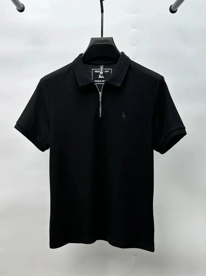 High end brand embroidered men's short sleeve half zip polo shirt short sleeve summer breathable business casual Paul T-shirt