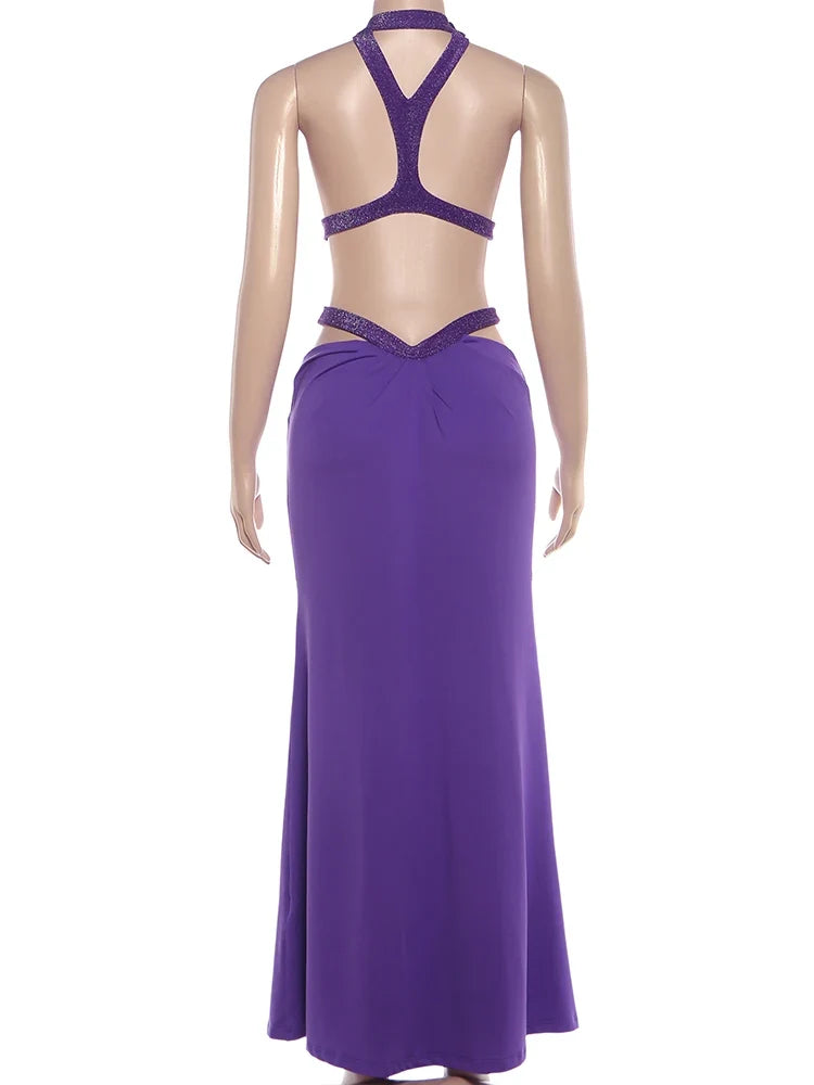 Elegant Dress Women Chic Backless Patchwork Sparkle Bandage Irregular Sleeveless Sexy Beach Vacation Hottie Vestidos
