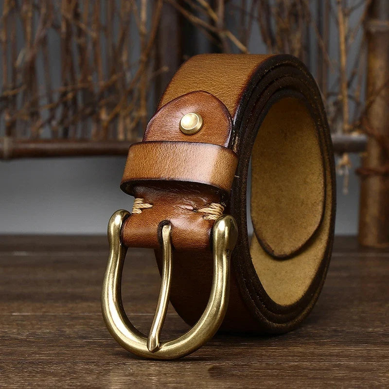 3.8CM Men High Quality Genuine Leather Belt Luxury Designer Belts Pure Cowskin Fashion Waistband Strap Male Jeans for Man Cowboy