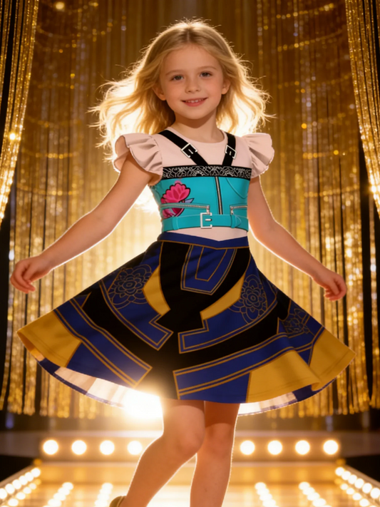 Popular Movie Hallyu Girl Group Black And White Girl Dress With Sequin Print, Party Role-Playing Costume