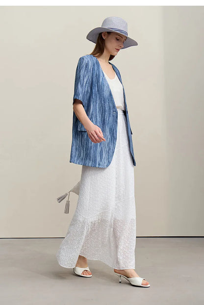 Women's Jacket 2026 Summer New Loose Casual V-neck Single Button Blazer Separate Versatile Wide-leg Women Trousers 12621092