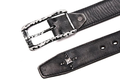 3.8CM Retro Real Genuine Leather Belt Luxury Thick Rivet Belts Men Leather Vintage Strap Male Wide Jeans Ceinture Black Waist