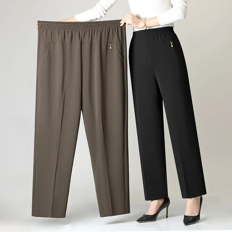 2025 Autumn Fashion Pants Brand Elastic Waist Size Women's Plus Size Thin Pants Casual Office Outdoor Pants