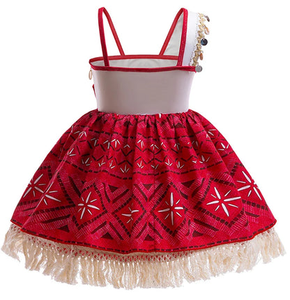 New Moana 2 Dress for Girl Vaiana Cosplay Clothes Kids Single Shoulder Princess Costume Children Halloween Carnival Party Outfit