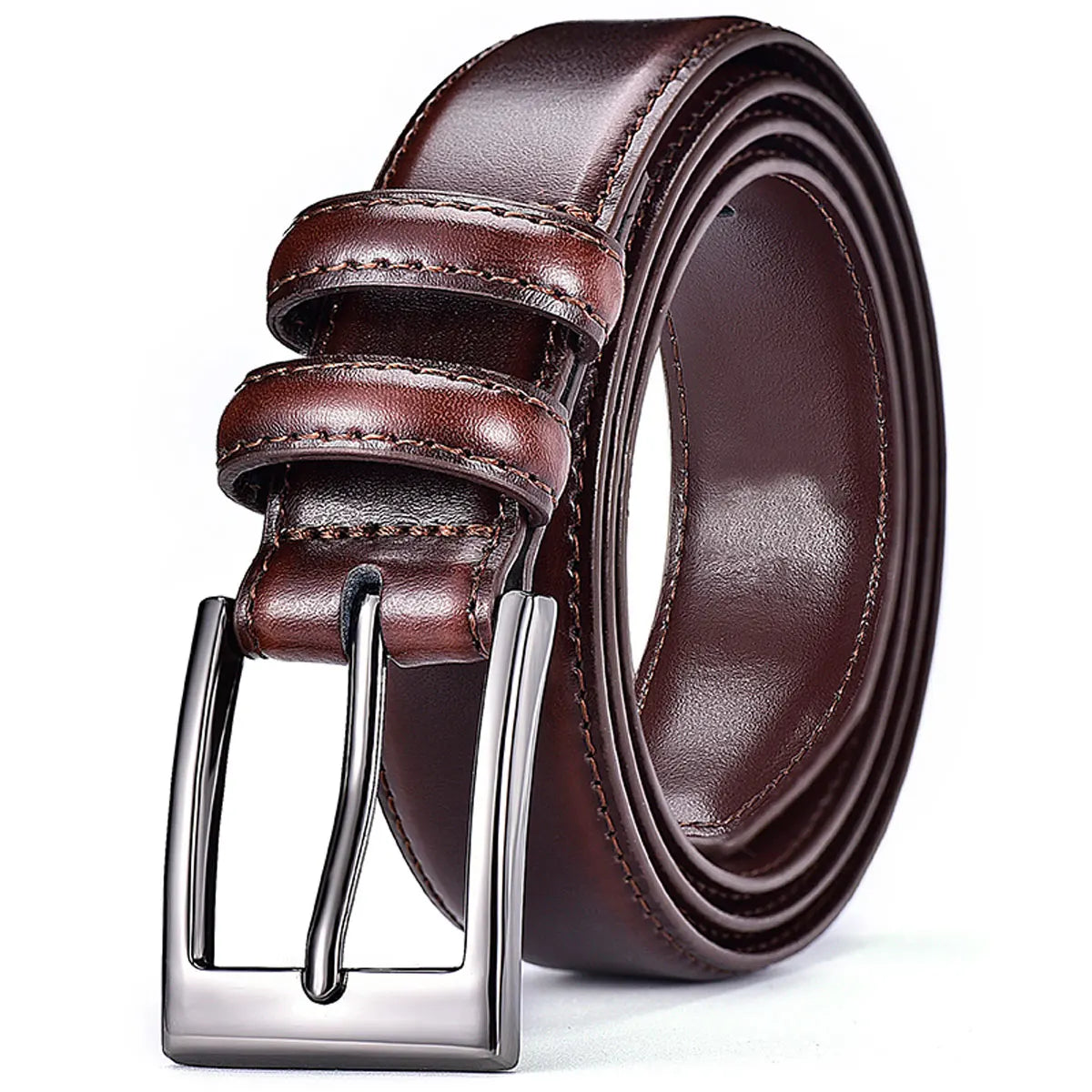 Belt, Men's Leather, Casual Pants, Men's Cowhide, Young People, Simple Denim, Middle-Aged Belt, Young People, Retro Needle Buckl