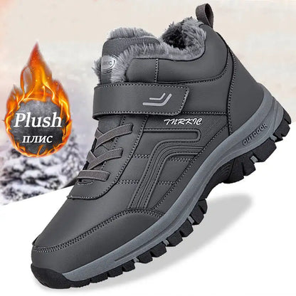 Winter Men Boots PU Leather Snow Boots Man Plush Warm Causal Shoe Waterproof Men Boots High Quality Male Sneakers Ankle Boots