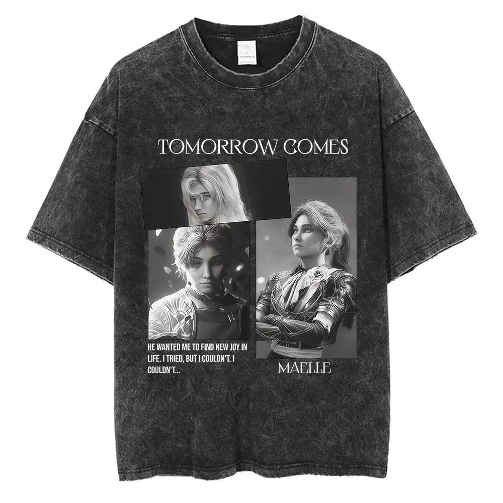 Game Clair Obscur Expédition 33 Vintage Washed T Shirts Men's Women Casual High Quality Oversized Cotton T-shirt Fans Streetwear