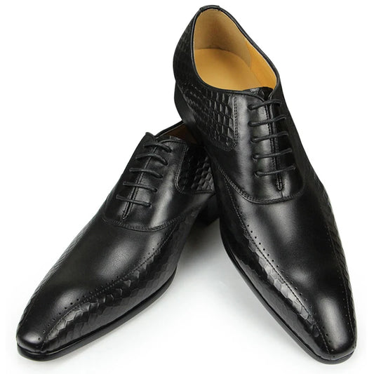 Luxury Men's Leather Shoes Leather Breathable Business Formal Shoes Wear Slip Casual Shoes High-end Height Increasing Lace Up