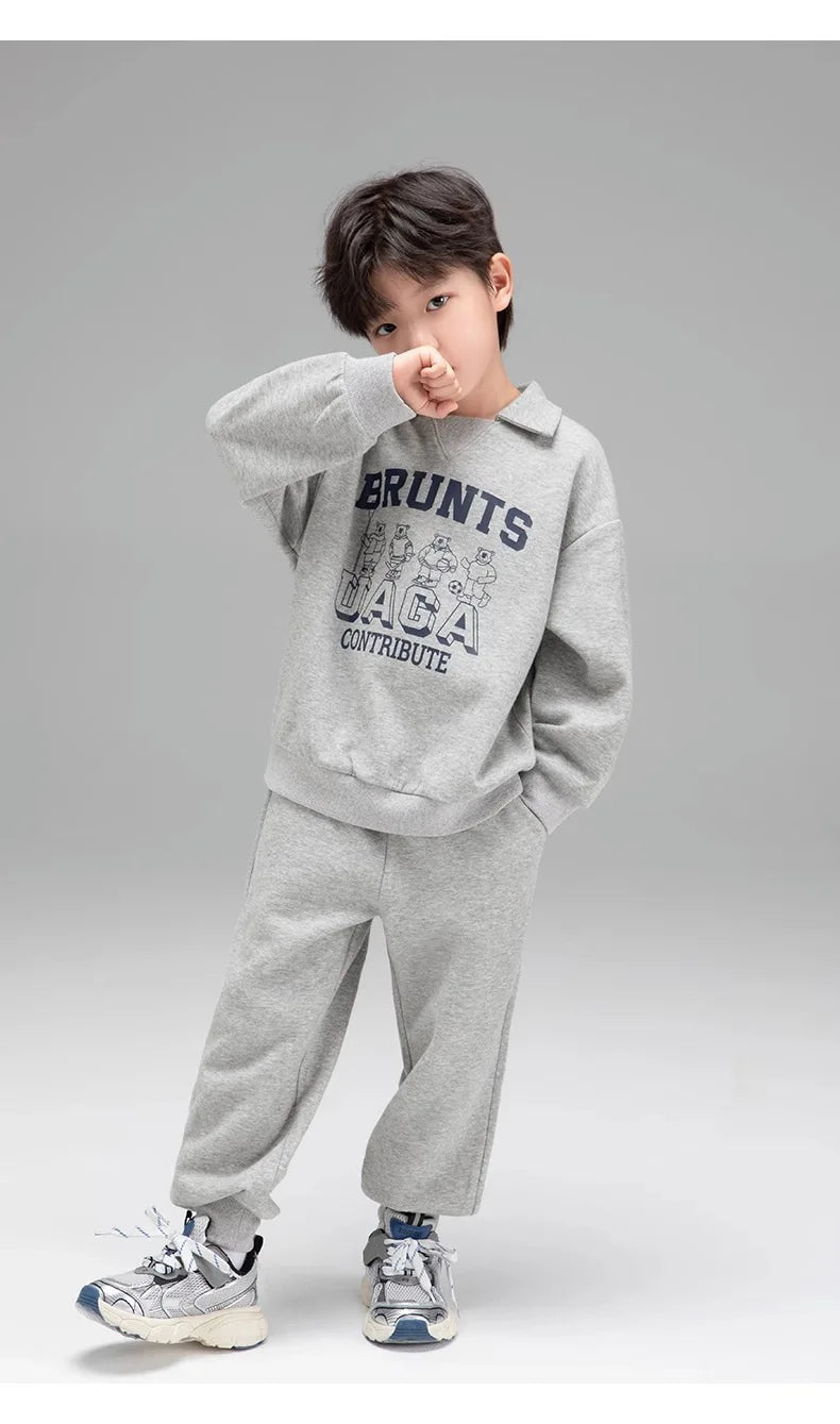 Spring Autumn Girls Boys Alphabet Workout Preppy Sweatshirt+Sweatpant School Kids Tracksuit Child 2PCS Outfit Jogger Set 3-14Yrs