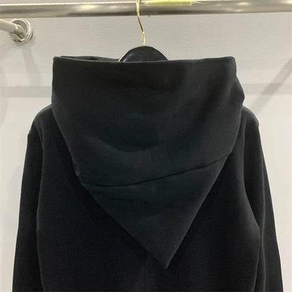 Autumn Zipper Design Black Hoodies Men's Women's Sportswear Jacket American Rock Hip Hop Street Wear Elastic Knitted Coats
