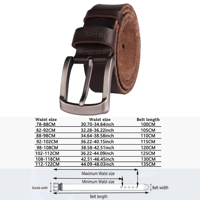 Genuine Leather Belt For Man 100% Real Genuine Cowskin Top Layer Leather Men Belts Designer Fashion High Quality Waistband TM053