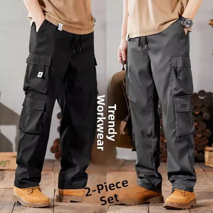 Men's Casual Workwear Pants Large Size 2024 New Style Durable Leisure Set for Construction Work Summer Wear Elastic Cuff