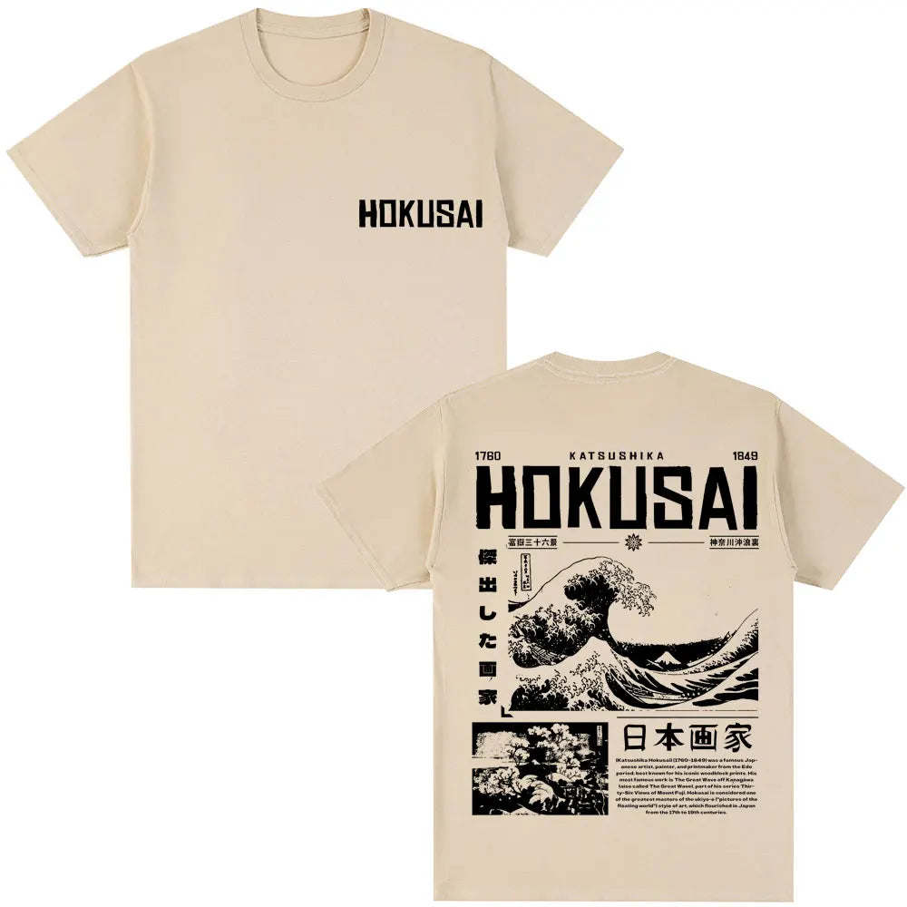 Japanese Style Hokkaido Wave Graphic T-shirts Men Women Harajuku Fashion Vintage T Shirts Oversized Cotton Popular T-Shirt Gifts