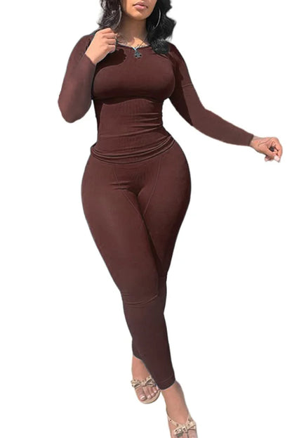 Women Clothing Long sleeves  and Leggings Set Exercise wear 2 Piece Set Women