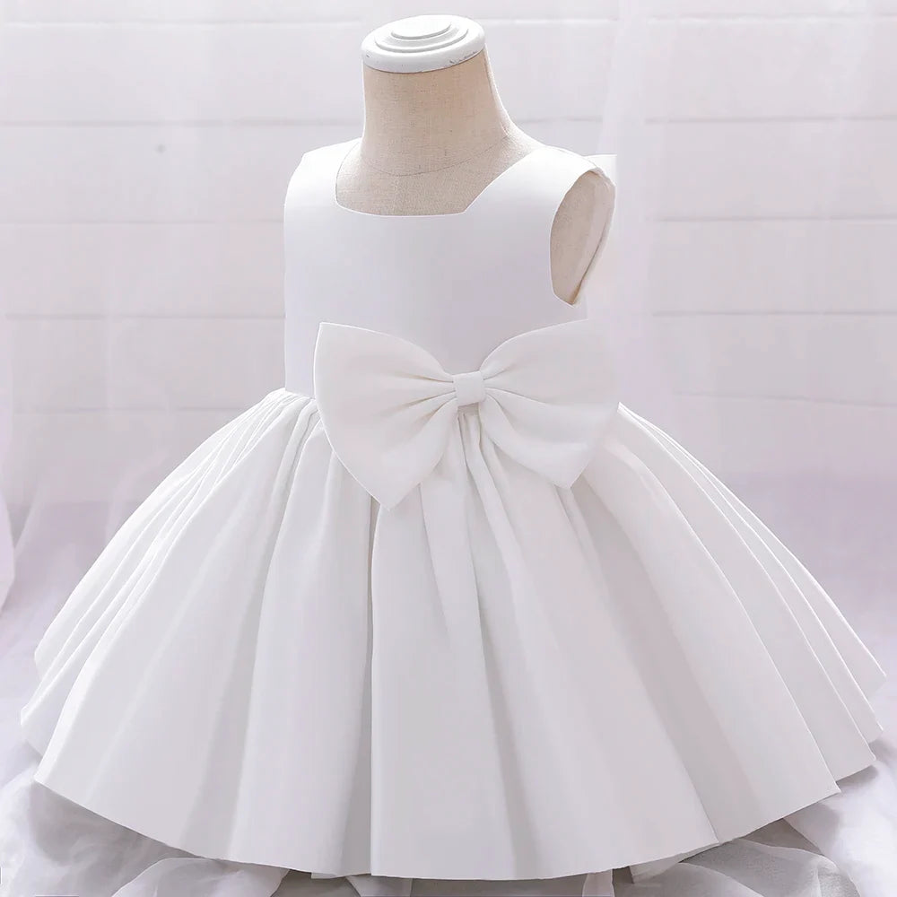 Big Bow Baby Girls Party Dress Toddler 1st Birthday Baptism Princess Kids Dresses for Girl White Wedding Prom Christmas Costumes