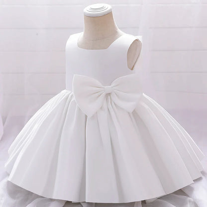 Big Bow Baby Girls Party Dress Toddler 1st Birthday Baptism Princess Kids Dresses for Girl White Wedding Prom Christmas Costumes
