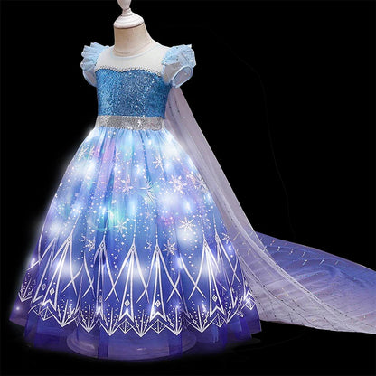 Kids Girl Cosplay Elsa Princess Costume Luxury Sequins Birthday Prom Gown Fancy Carnival Toddler Clothing Halloween Role Playing