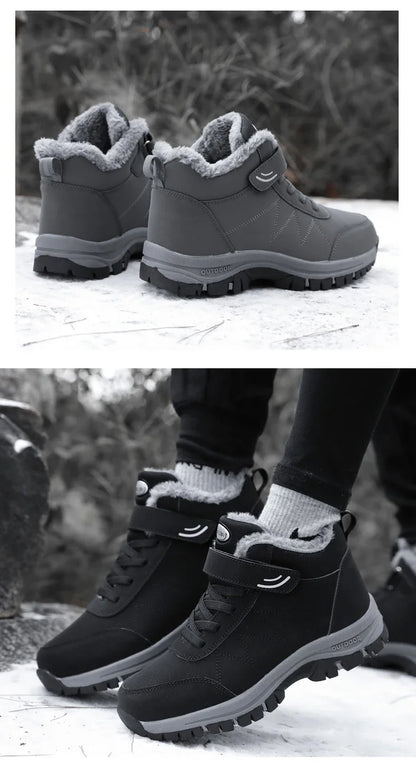 Men Waterproof Outdoor Boots Winter Warm Popular Footwear Male Suede Casual Snow Plush Warm Shoes Leather Walking Shoes 35-46