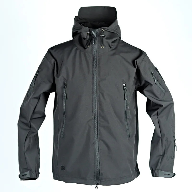 Men's Military Tactical Jackets Full Zip Shark Skin Soft Shell Tactical Waterproof Windbreaker Outdoors Hiking Hooded Coat S-4XL