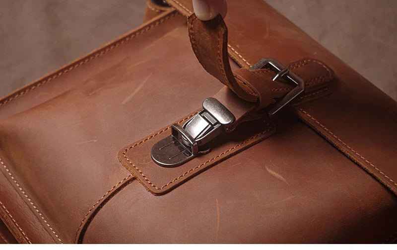 Luxury Brand Genuine Leather Shoulder Bag Men Crazy Horse Cowhide Messenger Bag Women Retro Crossbody Bag Trend Satchel Bag