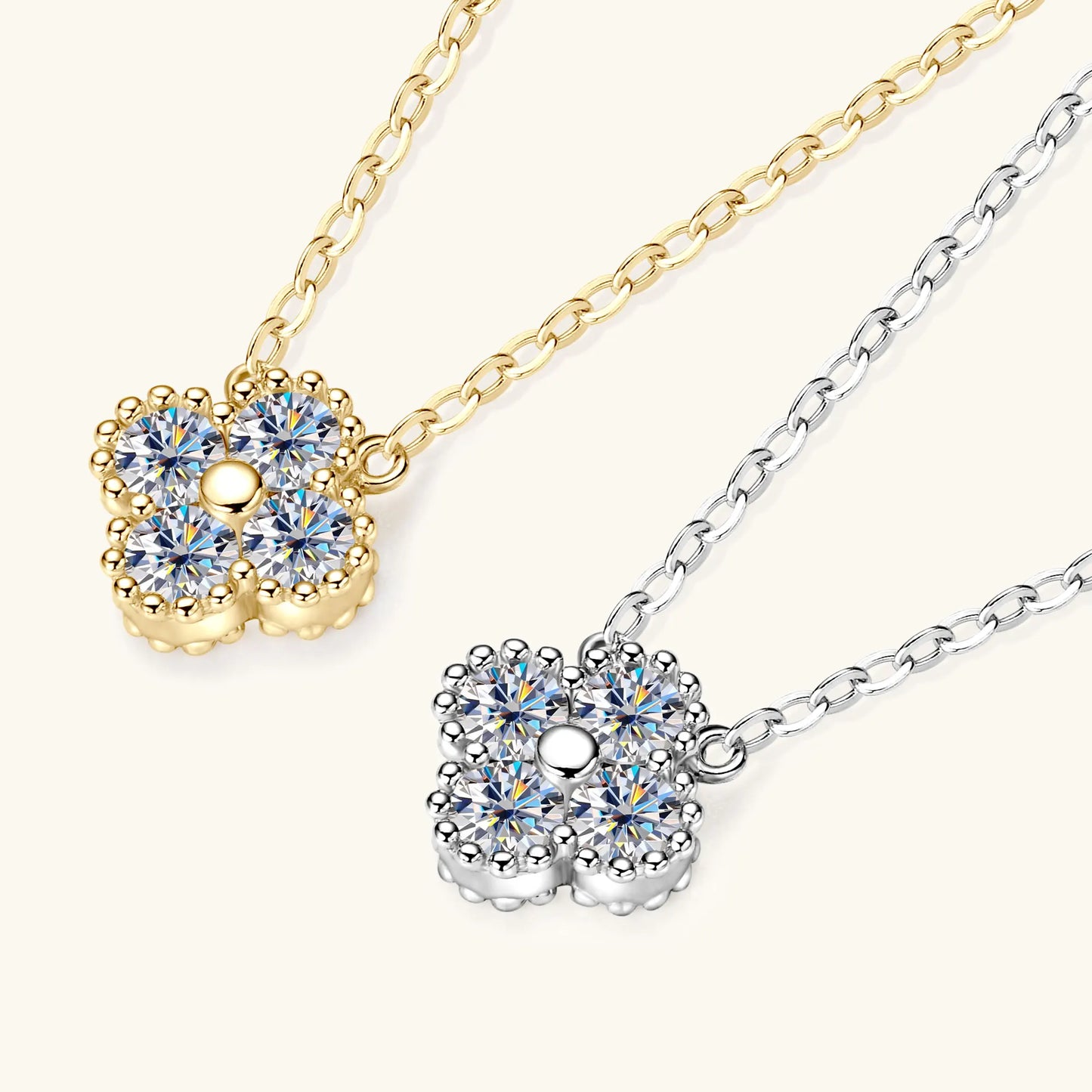 3mm Certified Moissanite Pendant Necklace for Women Classic Clover Flower Neck Chain 100% Pure 925 Silver Chain Charm