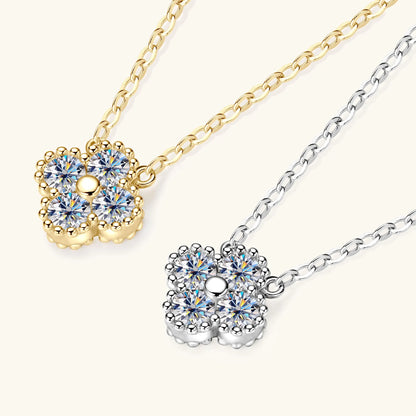 3mm Certified Moissanite Pendant Necklace for Women Classic Clover Flower Neck Chain 100% Pure 925 Silver Chain Charm