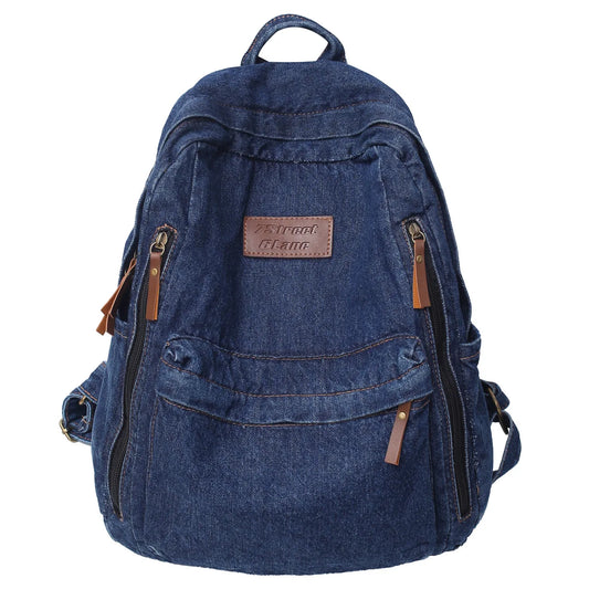 Fashion Backpacks for School Trend Student Jeans Bag Multi Pockets Large Capacity Rucksack Mochila De Escola Feminina 2023