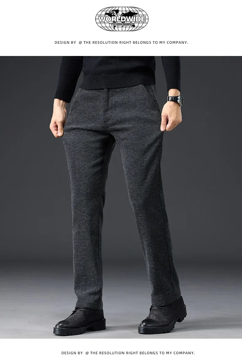 Men's Slim Fit Chenille Long Pants Advanced Business Casual Trousers Trend Autumn Comfortable Daily Wear Male Clothing