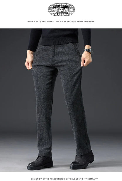 Men's Slim Fit Chenille Long Pants Advanced Business Casual Trousers Trend Autumn Comfortable Daily Wear Male Clothing