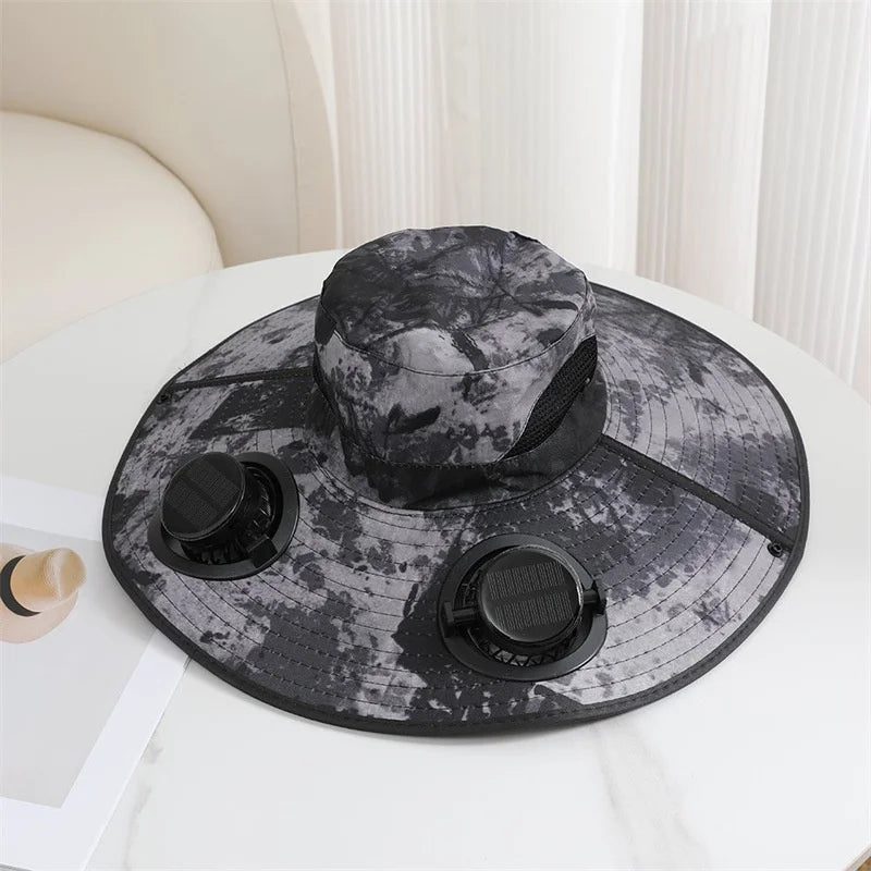 Summer For Outdoor Camping Fishing Hiking Sunscreen Fisherman Hat Solar Fan Cap Portable Solar Charging Cap with Fan Men Women