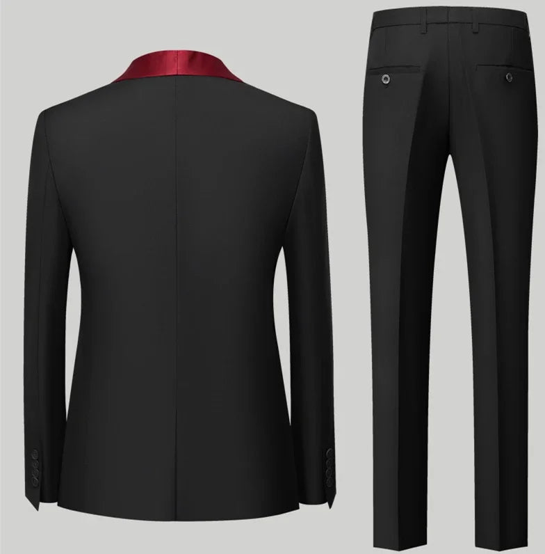 Red Men's Suit 3 Piece, Wedding Party Dress Jacket with Pants Vest, Blue, Green, Gray, Black Available, Asian Size M-5XL 6XL