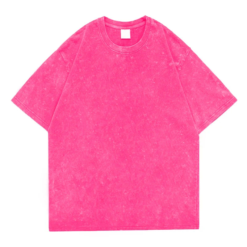 Men's Washed Vintage T-Shirts Street Hip Hop Retro Punk T Shirt Women Harajuku Casual Cotton Short Sleeve Acid Wash TShirts Top