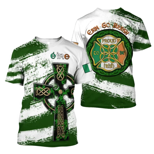 2023 Summer New Printed Irish Celtic Men's and Women's T-shirt, Custom Name Short Sleeve Unisex Shirt, Harajuku Large Casual Sty