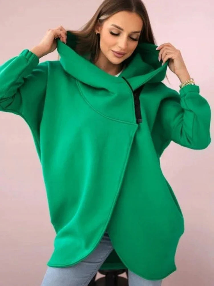 2025 Autumn and Winter Fashion New Women's Sports Loose Velvet Hoodie Zipper Long Sleeve Warm and Cold Proof Hoodie Coat