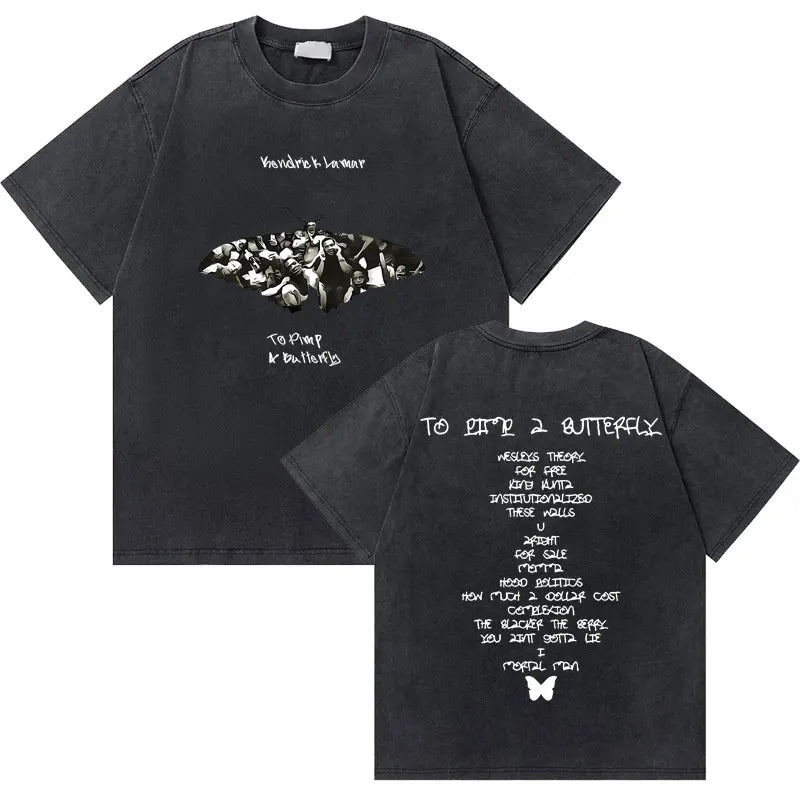 Washed Vintage Rapper Kendrick Lamar Good Kid Money Trees T-shirts Men Hip Hop Retro Oversized Tshirt Male Fashion Trend T Shirt