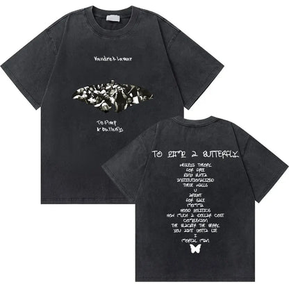 Washed Vintage Rapper Kendrick Lamar Good Kid Money Trees T-shirts Men Hip Hop Retro Oversized Tshirt Male Fashion Trend T Shirt