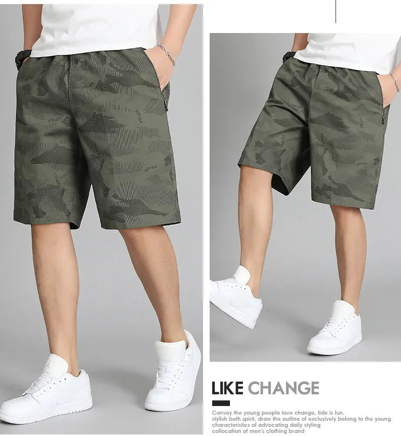 Mens Elastic Waist Casual Shorts Quick Dry Sweat Shorts Relaxed Fit Work Shorts Loose Casual Cotton Running  Short