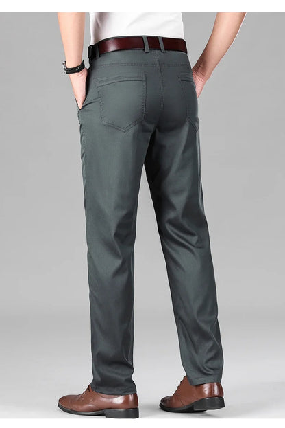 2024 Summer New Men's Business Thin Straight Casual Pants Classic Style cotton Stylish Stretch Luxury Trousers Male Brand