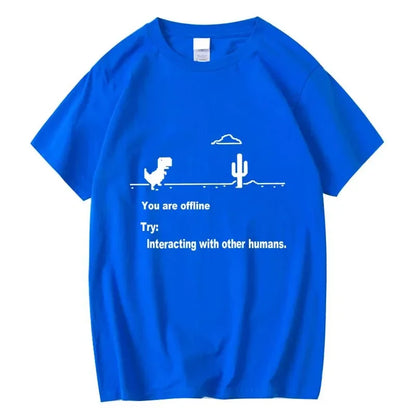 Men's High Quality Cotton Blend Funny Dinosaur Print T Shirt Loose O-neck Men Tshirt Short Sleeve T-shirt Male Tees Tops