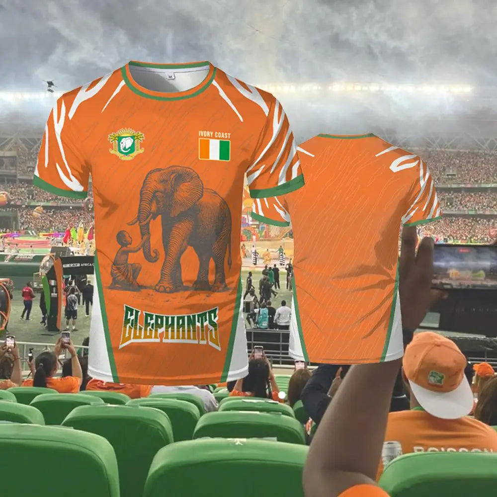 2025 New Ivory Coast Themed T-Shirt Outdoor Sports Breathable Quick-Drying Jersey Unisex Africa Cup Of Nations Fan Jersey
