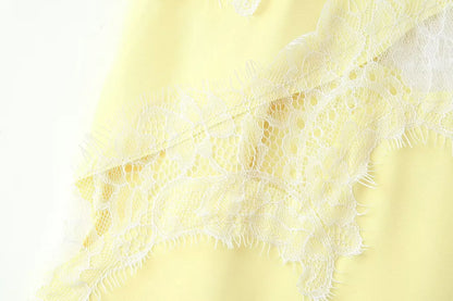 Satin Sexy Lace Spliced Short Sling Dress Women Sleeveless Backless Asymmetric Sexy Party Dresses 2025 Autumn Lady Dress