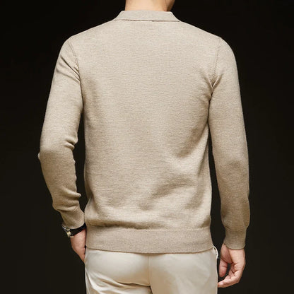 Fashion Autumn And Winter New Cashmere Sweater Men's High Quality Pullover Casual Loose POLO Knitted Bottom Shirt Jacket Shirt