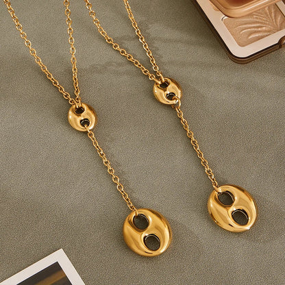 Nivora Double Pig Nose Clasp Pendant Stainless Steel Y Shape Chain Necklaces For Women Wedding Charm Drop Choker Women Jewelry