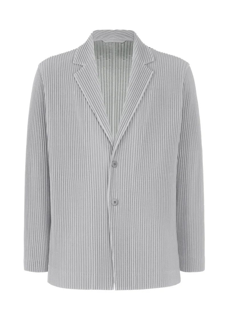 Miyake Pleated Men New Office Black Blazer Luxury High Fashion Suits Partially Lined Autumn Winter Coat