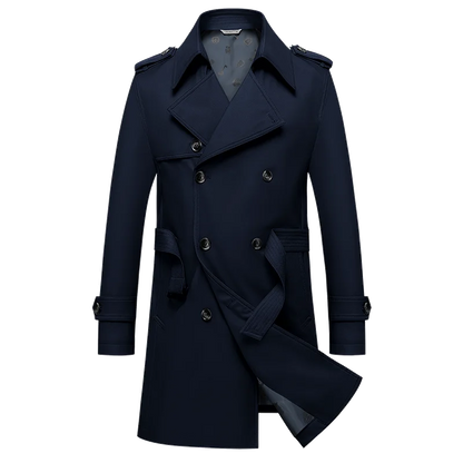 2024 Autumn New Men's Medium to Long Fashion Windbreaker Coat High Quality Double breasted British style Coat Series Belt Coat