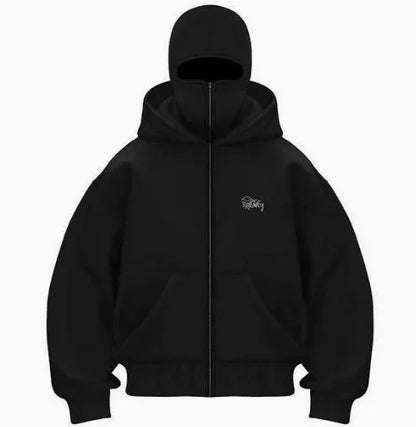 Ninja jacket 2025 new model hot sale upper and lower double-head zipper POG GHB print niche design new model